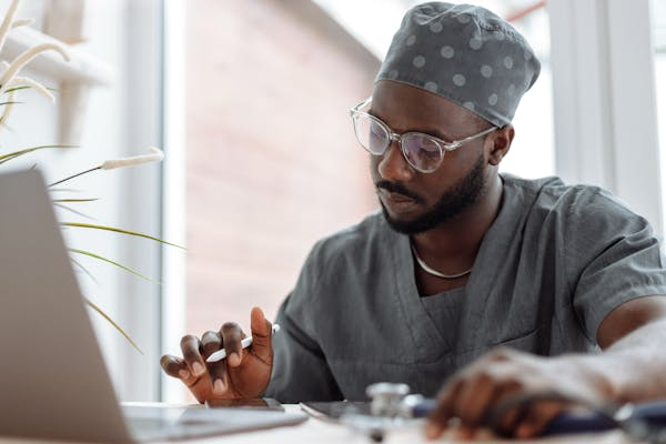 Doctor using technology